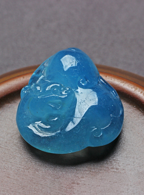 巴西冰种水晶如意龙雕刻海蓝宝石