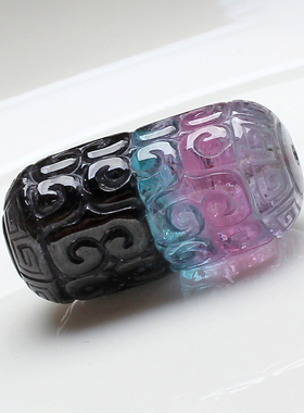 碧玺精品西瓜红墨绿色回文桶珠