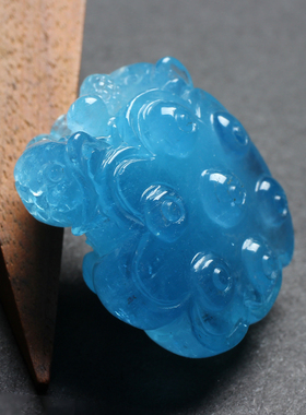 巴西海蓝宝石双鱼莲蓬吊坠深蓝水晶项链饰品男女士挂绳坠配饰礼物