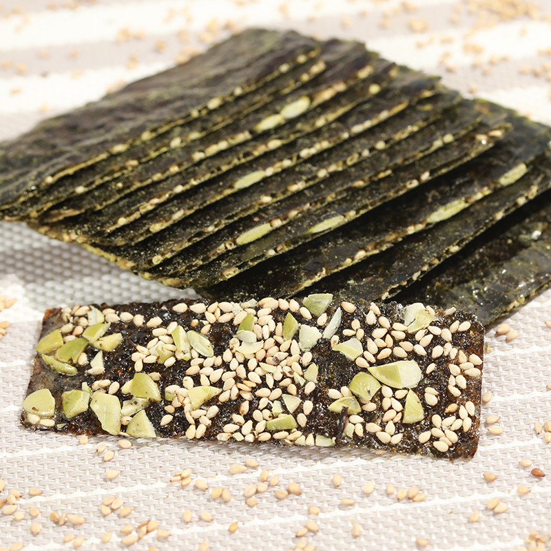 味娃旗舰店味娃芝麻海苔夹心脆寿司紫菜片罐装桶装儿童即食海苔碎大片装1