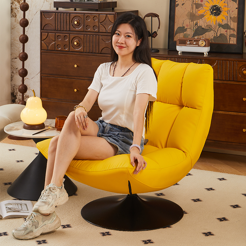 意式轻奢单人沙发椅设计师款创意时尚休闲椅客厅阳台懒人椅可旋转 - 图0