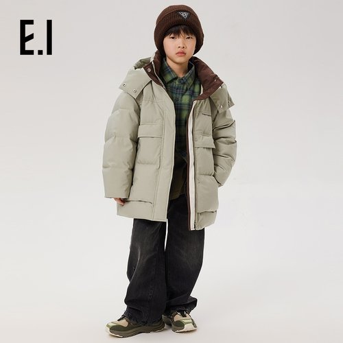 【高充绒】ei童装儿童中长款连帽羽绒服冬装新款男女童保暖外套 - 图2