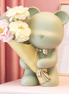美杜（Meidu）暴力熊捧花花瓶摆件客厅元气熊插花乔迁【捧花】小
