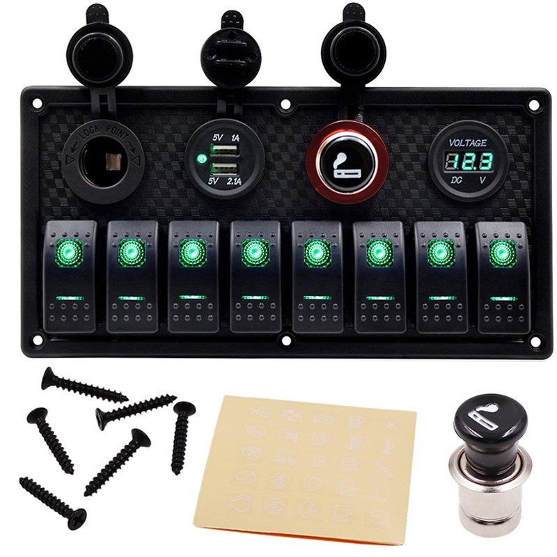 8 Gang Rocker Switch Panel Circuit Breaker Overload Protecte-图3