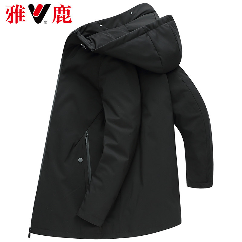 雅鹿冬季中长款男士活里活面羽绒服 雅鹿润京羽绒服