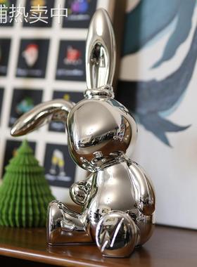 2025新年红色兔子摆件客厅卧室玄关轻奢感小众过年家庭装饰品