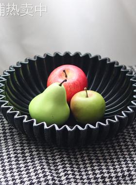 复古贝壳形果盘摆件样板房售楼处客厅茶几艺术锯齿收纳托盘装饰品