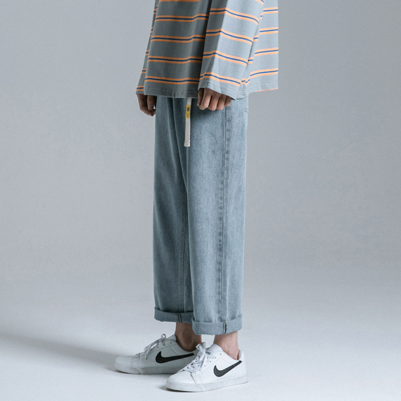 港仔文艺男韩版九分裤男士子牛仔裤 港仔文艺男牛仔裤