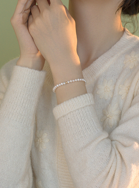 天然淡水珍珠百搭复古弹力线手链