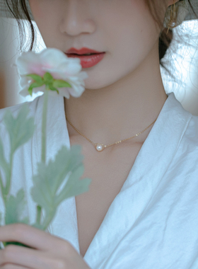 珍珠项链14k包金注金赫本风日系