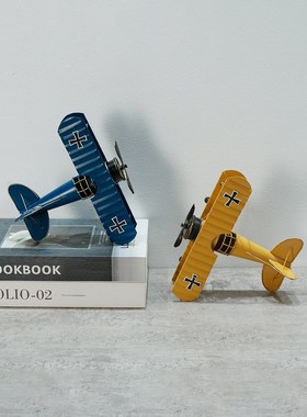 迷你复古创意简约 小飞机模型 小摩托车 家居装饰摆件 铁制小摆设