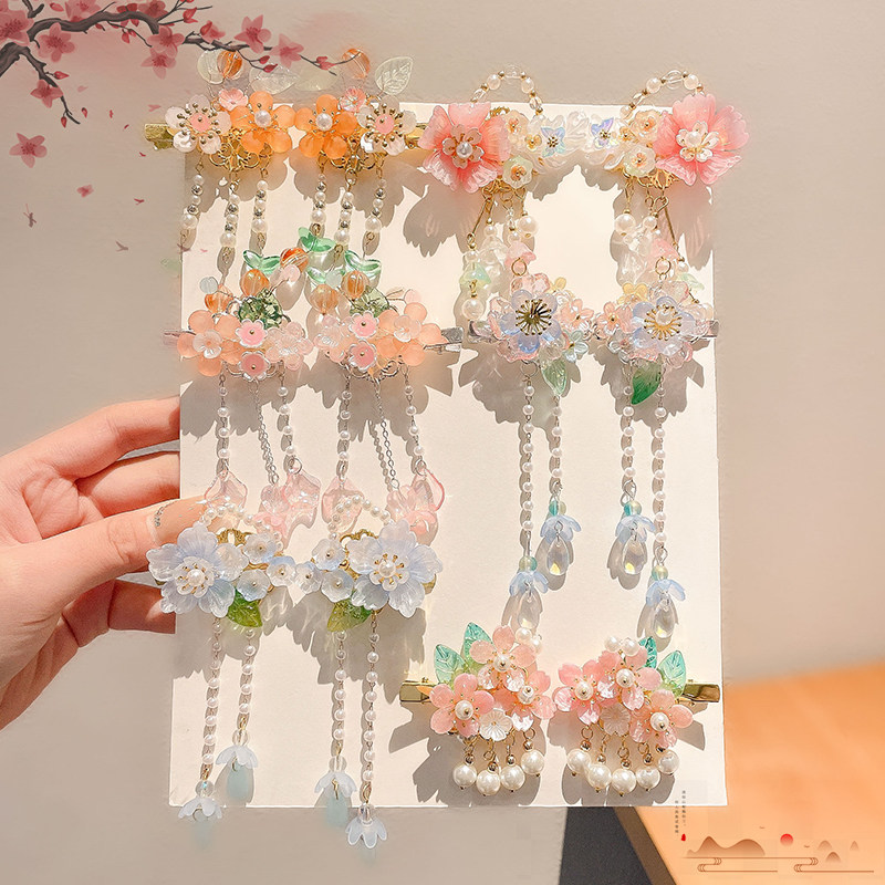 新中式国风配饰古风汉服公主头饰儿童鸭嘴发夹小女孩流苏步摇发卡,淘宝优惠券,粉丝福利购,淘宝优惠卷