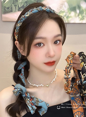 法式复古编发神器飘带发箍女夏季