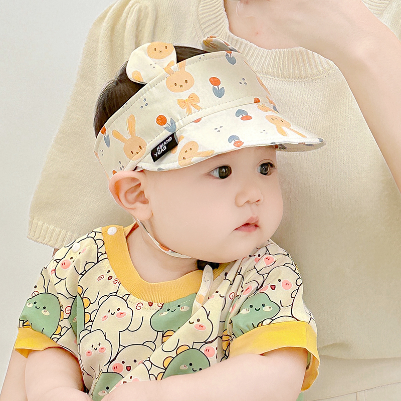 婴儿帽子夏季新款韩版纯棉遮阳男女宝宝空顶防晒可爱太阳超萌幼儿