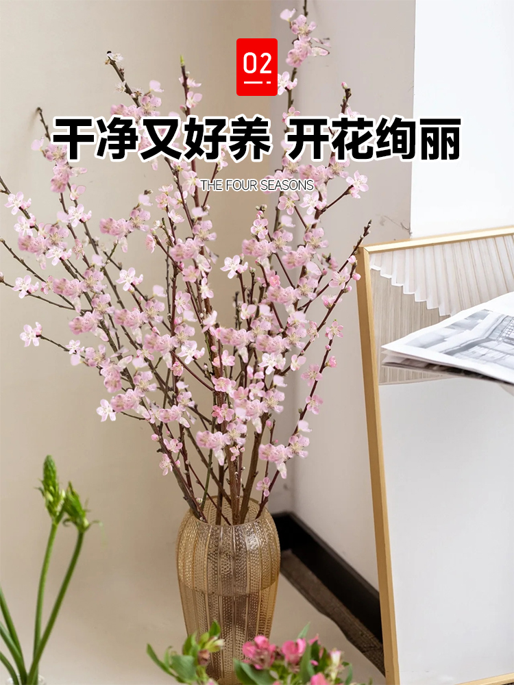 年宵花带花水培桃花枝树干枝红梅鲜花室内花卉盆栽鲜切水养绿植物