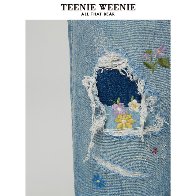 TeenieWeenie ຫມີ jeans ຂອງແມ່ຍິງພາກຮຽນ spring ແລະ summer ຄົນອັບເດດ: ອາເມລິກາການອອກແບບສ່ວນບຸກຄົນ Ripped Pants ຍາວ