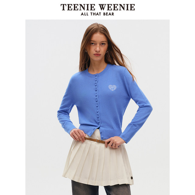 TeenieWeenie Bear Ole Knitted Sweater 2025 Spring New Casual Love Embroidered Round Neck Sweater Top