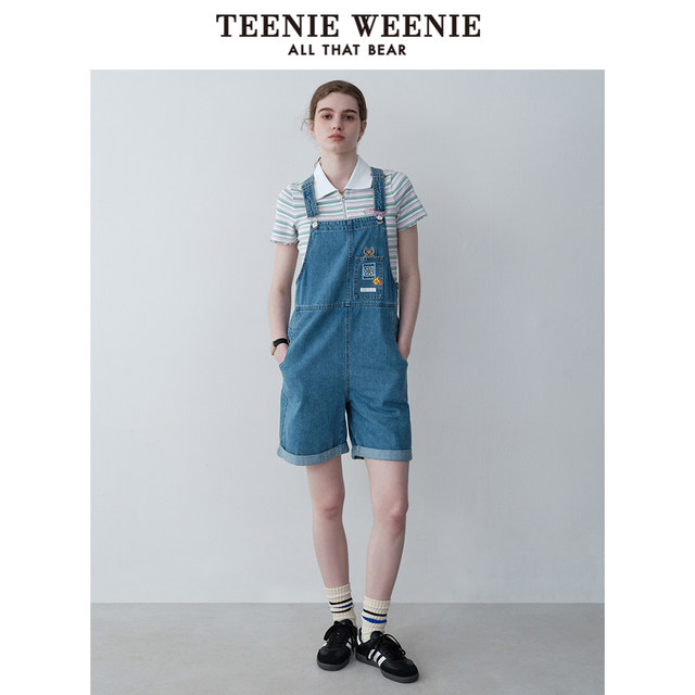 TeenieWeenie Bear Olesha College Style Overalls Retro Casual Jeans Jumpsuit Women's