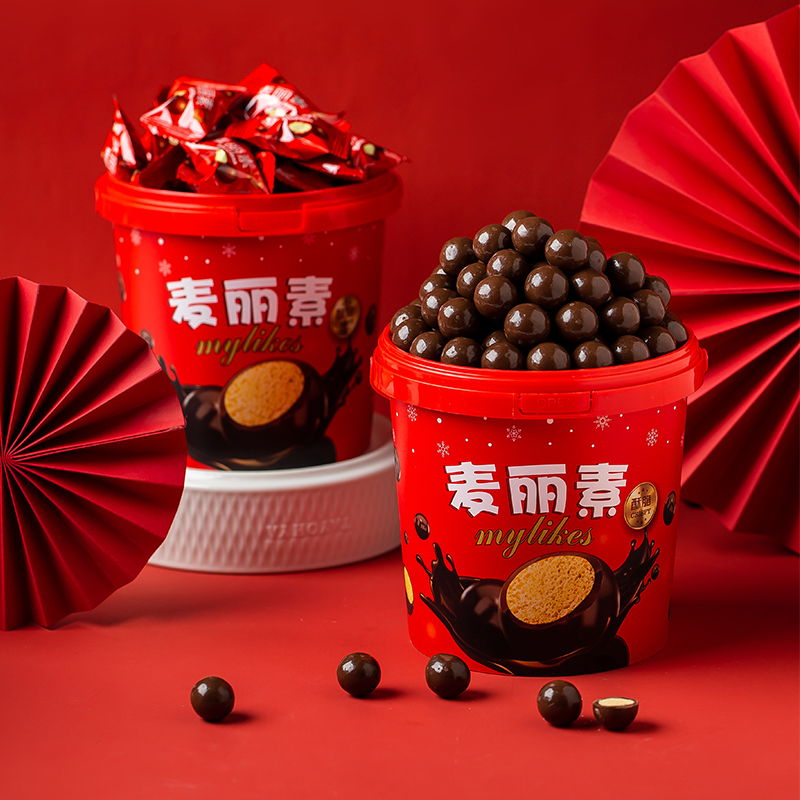 麦丽素脆芯巧克力豆桶装零食糖果独立小包装喜糖散装（代可可脂）