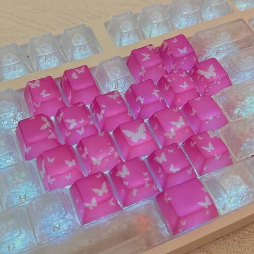 21键蝴蝶爱心键帽增补黑色原厂透光IMD键帽 - 图2