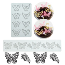 Creative Hollowed-out Butterfly Silicone Mold Rile Molecular Cuisine Pendulum Dish Decorated Silicone Brittle Sheet Dotted With Sharper