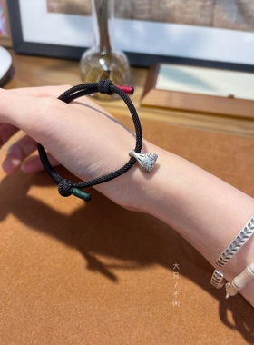 大只不闲钱袋招财纯银手绳