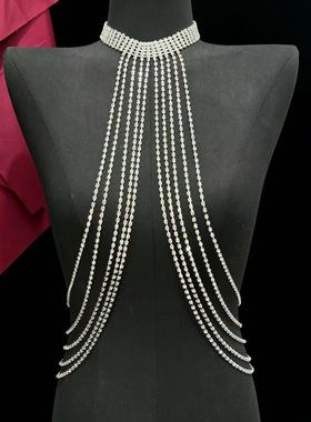 欧美时尚水钻流苏身体链