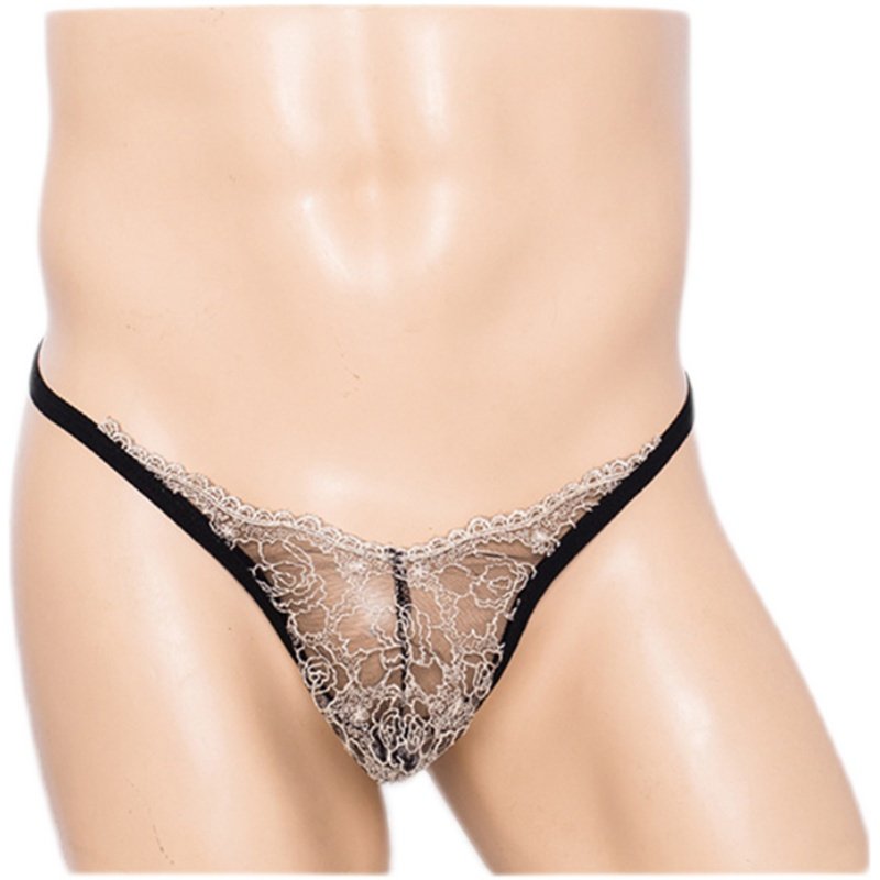 性感男士内裤U凸囊袋透明蕾丝网纱透视男式丁字裤青年低腰镂空t裤,淘宝优惠券,粉丝福利购,淘宝优惠卷