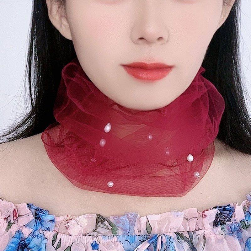 防晒脖套围脖护颈百搭防晒面纱围巾薄款女夏季丝巾套头纱巾小围脖,淘宝优惠券,粉丝福利购,淘宝优惠卷