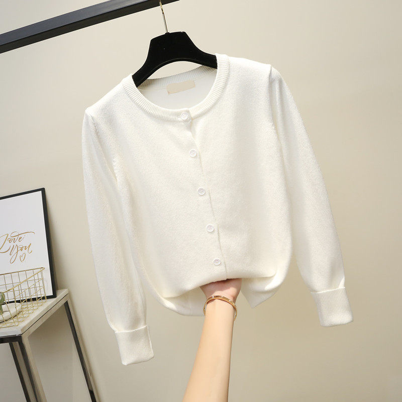 外搭薄款针织开衫短款黑色圆领毛衣 君煊毛针织衫