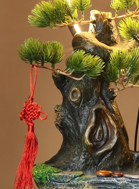 创意流水生财桌面摆件招财中式