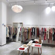 Womens clothing clothes shop hanging clothes pole minimalist walls suspended clothing rack childrens clothing steel wire rope hanger stainless steel shelves