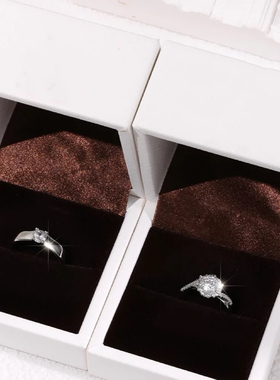 仿真结婚戒指一对莫桑对戒钻戒活口女戒求婚结婚拍照道具仪式戒指