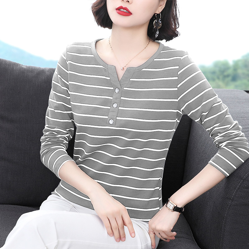 纯棉长袖t恤女洋气中年秋装打底衫 茵佩妮T恤