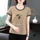 Inpenny summer mom ເສື້ອທີເຊີດ embroidered striped