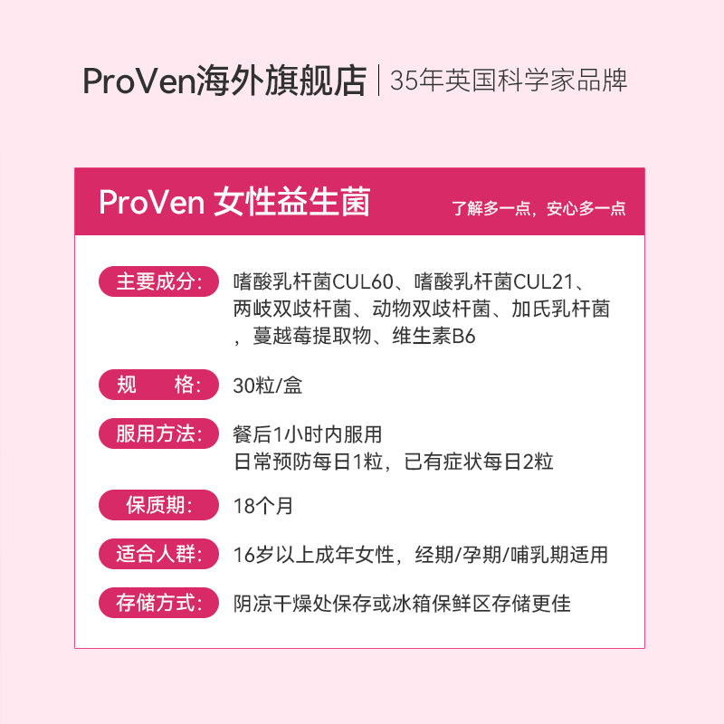 【抢618前4h】PROVEN女性益生菌蔓越莓胶护理乳酸杆菌30粒第四餐 - 图3