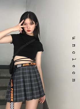 帆布腰带女酷ins风牛仔裤嘻哈学生简约bf原宿长款双环扣皮带潮牌