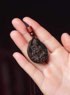 沉香木普贤菩萨吊坠项链