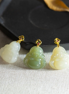 天然和田玉佛公吊坠23