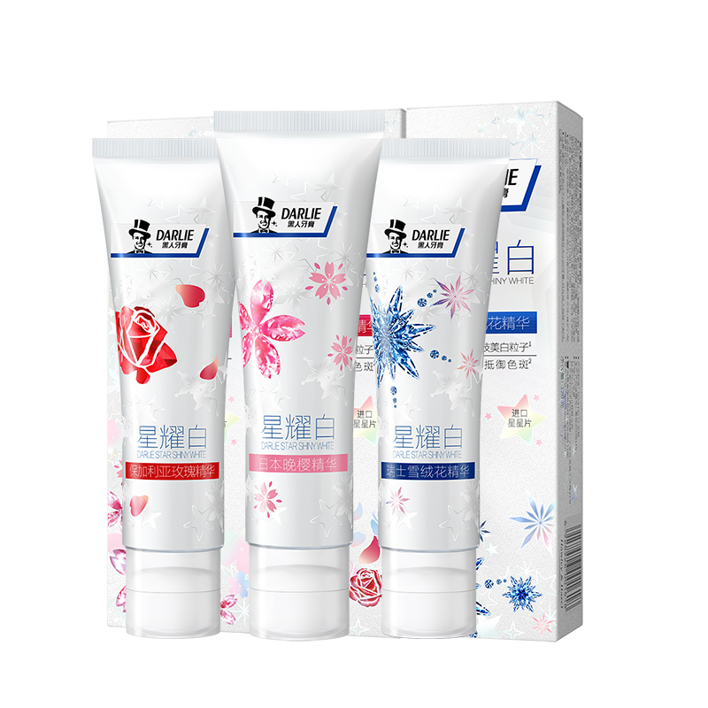 DARLIE好来笑心乐专卖店DARLIE好来(原黑人)星耀白雪绒花清新口气清新清洁口腔家庭装3