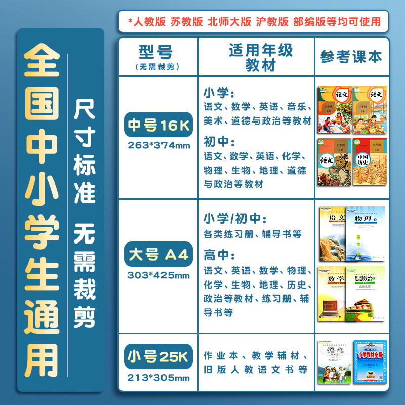 初中书皮包书膜透明书套初一初中生专用书本保护套包书纸七八九年级上下册全套课本子2025新款高中书衣书壳,淘宝优惠券,粉丝福利购,淘宝优惠卷