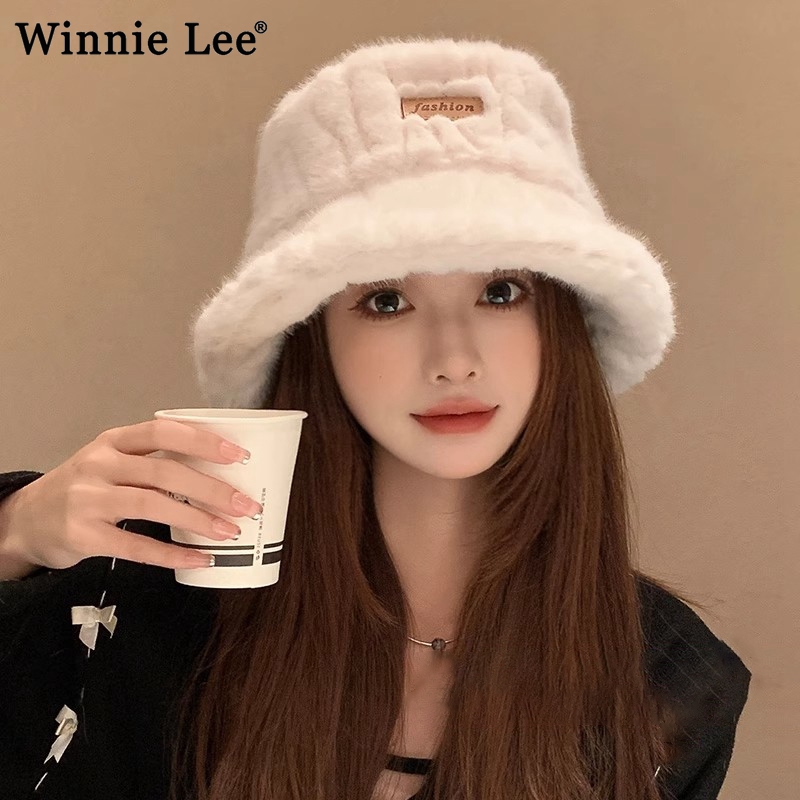 Winnie Lee日本设计师联名款秋冬渔夫帽保暖毛绒帽子护耳水桶盆帽 - 图2