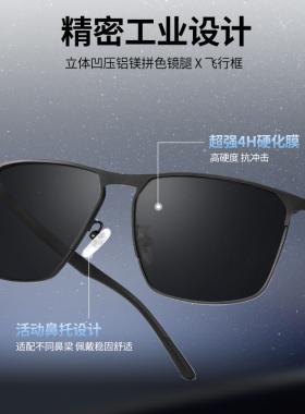 ZIPPO驾驶镜男防眩光智能变色开车专用防紫外线碳纤维偏光镜75858