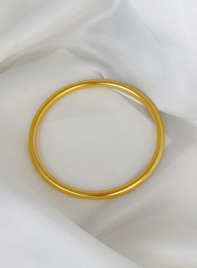 金店同款古法沙金素圈手镯传承手镯无缝焊接莲花手镯手环实心素圈