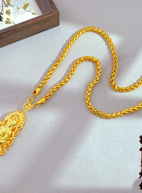 吊坠佛牌黄金色沙金火焰招财转运装逼道具首饰男士佛像项坠工艺品