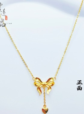 沙金精品在逃公主项链网红元气可爱风蝴蝶爱心锁骨链小众仙气