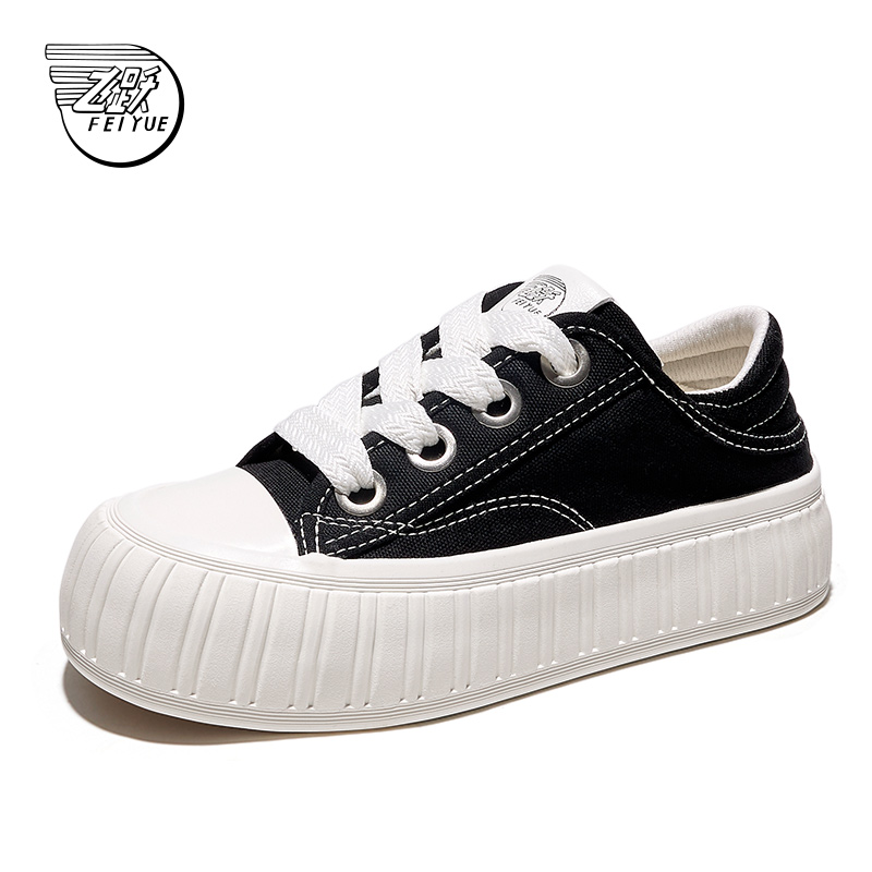 feiyue/飞跃帆布鞋女鞋2024夏季新款经典低帮厚底休闲鞋百搭板鞋