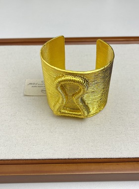 复古风金属条纹钥匙锁孔浮雕感开口手镯时尚重工手环14