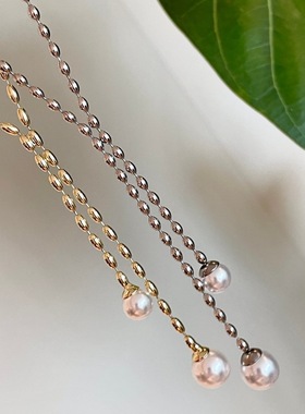 多色珍珠长款Y字毛衣链简约百搭水滴珍珠高级感ins项链22