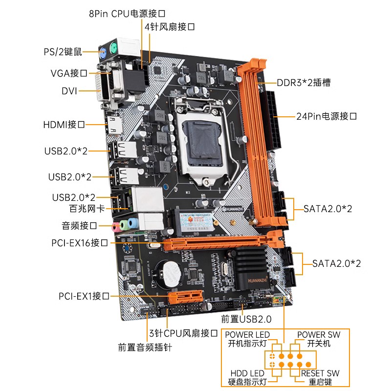 华南金牌b75/h81/h61/b85电脑主板CPU套装带M2风扇大台式主机维修-图3